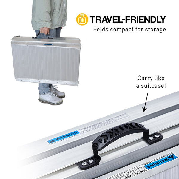 Rigg Aluminium Portable Non-slip Wheelchair Ramp 4ft - Silver EQUIPMED