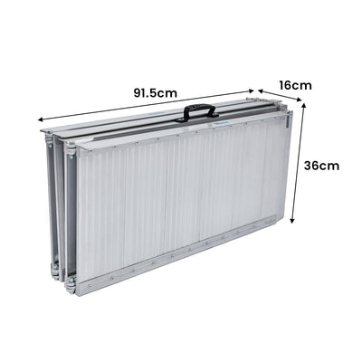 Kartrite 6ft Aluminium Foldable Wheelchair Ramp Non-Slip R02 Silver