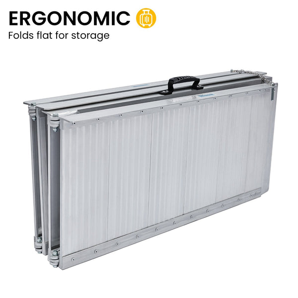 Rigg Aluminium Portable Non-slip Wheelchair Ramp 6ft - Silver EQUIPMED