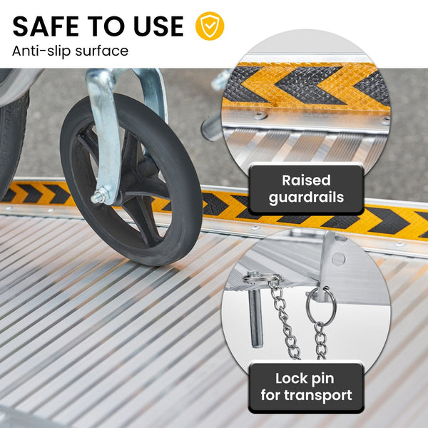 Rigg Aluminium Portable Non-slip Wheelchair Ramp 6ft - Silver EQUIPMED