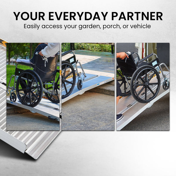 Rigg Aluminium Portable Non-slip Wheelchair Ramp 6ft - Silver EQUIPMED