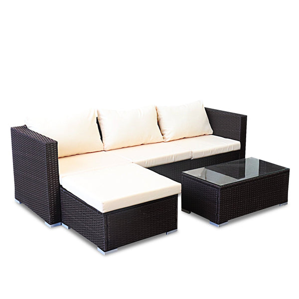 Sarantino 5pc Modular Outdoor Lounge Set PE Rattan - Brown Sarantino