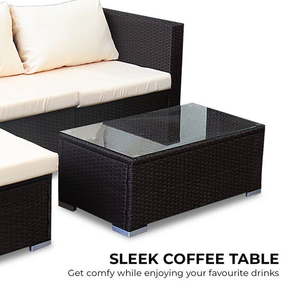 Sarantino 5pc Modular Outdoor Lounge Set PE Rattan - Brown Sarantino