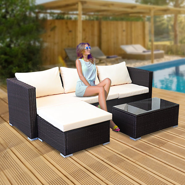 Sarantino 5pc Modular Outdoor Lounge Set PE Rattan - Brown Sarantino