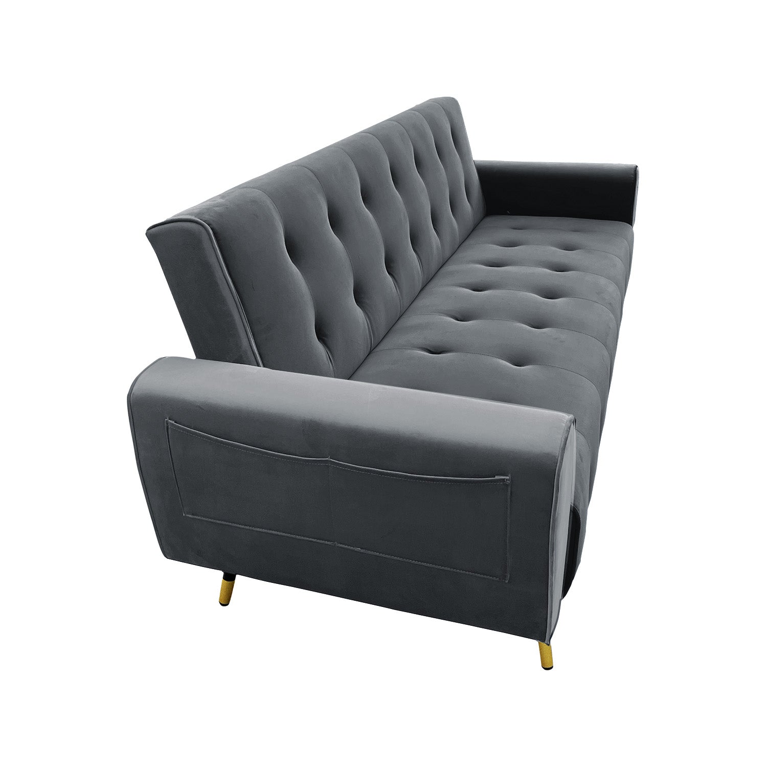 Sarantino Ava 3-seater Tufted Velvet Sofa Bed By Sarantino - Dark Grey Sarantino