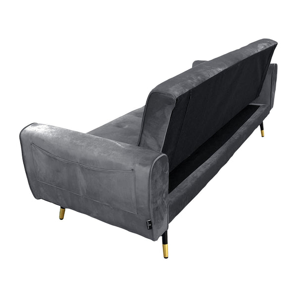 Sarantino Ava 3-seater Tufted Velvet Sofa Bed By Sarantino - Dark Grey Sarantino