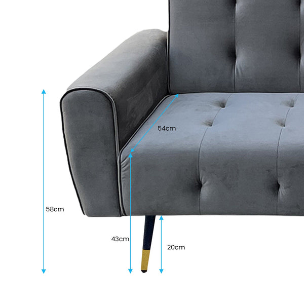 Sarantino Ava 3-seater Tufted Velvet Sofa Bed By Sarantino - Dark Grey Sarantino