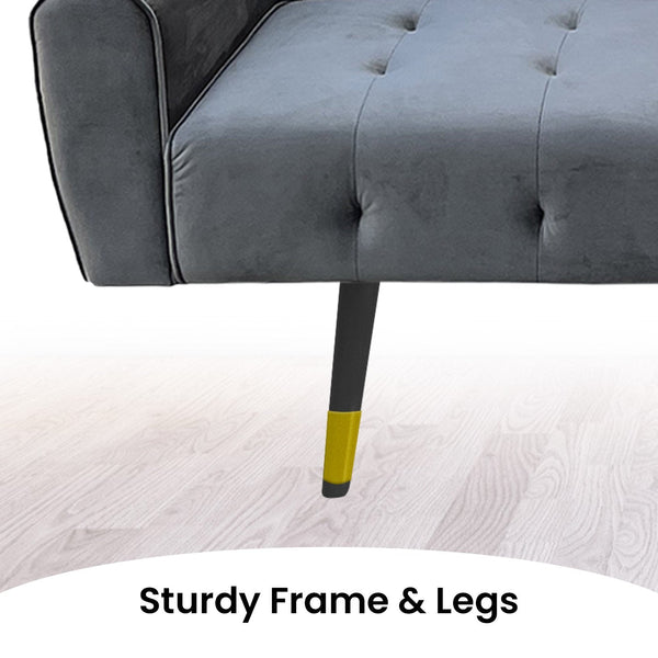 Sarantino Ava 3-seater Tufted Velvet Sofa Bed By Sarantino - Dark Grey Sarantino