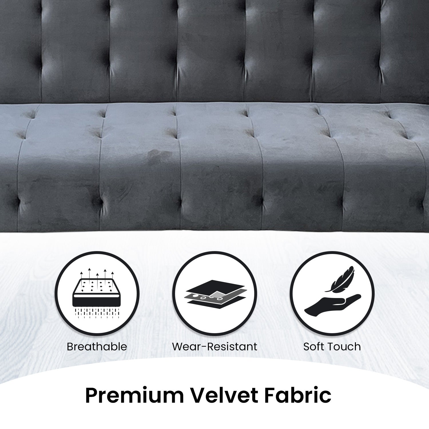 Sarantino Ava 3-seater Tufted Velvet Sofa Bed By Sarantino - Dark Grey Sarantino
