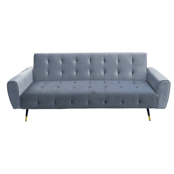 Sarantino Ava 3-seater Tufted Velvet Sofa Bed By Sarantino - Light Grey Sarantino