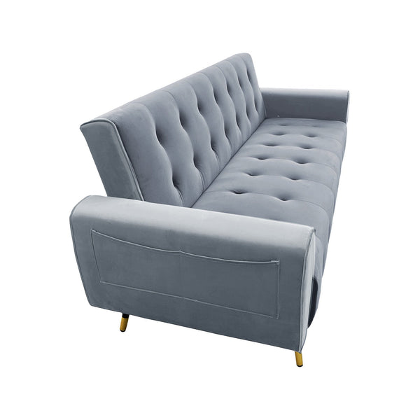 Sarantino Ava 3-seater Tufted Velvet Sofa Bed By Sarantino - Light Grey Sarantino