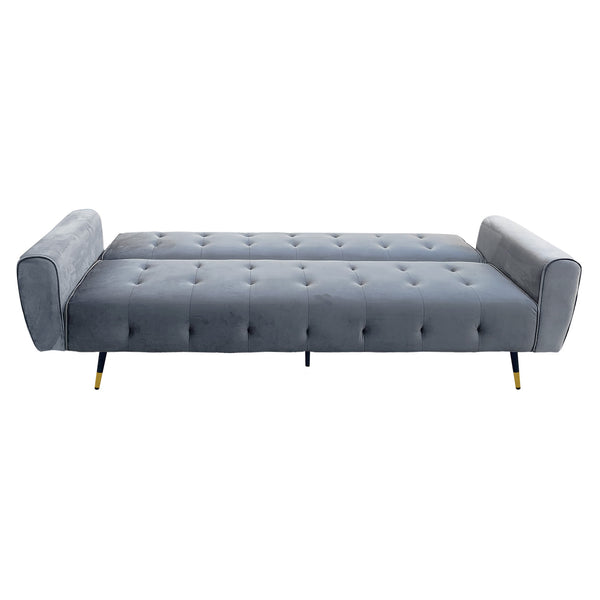 Sarantino Ava 3-seater Tufted Velvet Sofa Bed By Sarantino - Light Grey Sarantino
