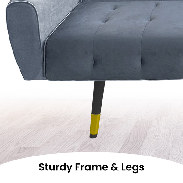 Sarantino Ava 3-seater Tufted Velvet Sofa Bed By Sarantino - Light Grey Sarantino