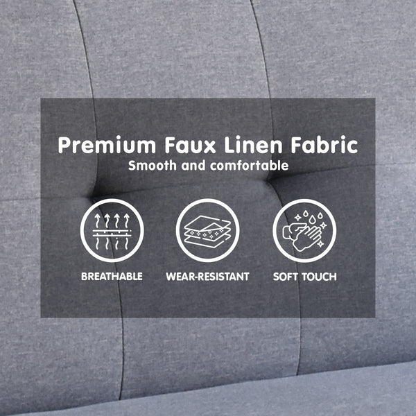 Sarantino Madison Sofa Bed Lounge Couch Futon Furniture Home Dark Grey Linen Suite Sarantino