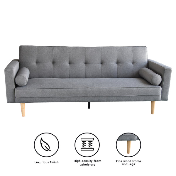 Sarantino Madison Sofa Bed Lounge Couch Futon Furniture Home Light Grey Linen Suite Sarantino