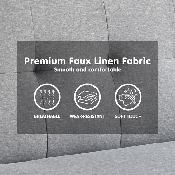 Sarantino Madison Sofa Bed Lounge Couch Futon Furniture Home Light Grey Linen Suite Sarantino