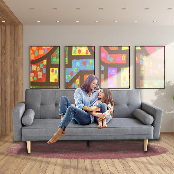 Sarantino Madison Sofa Bed Lounge Couch Futon Furniture Home Light Grey Linen Suite Sarantino