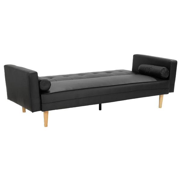 Sarantino Madison Faux Leather Sofa Bed Lounge Couch Futon Furniture Home Suite - Black Sarantino