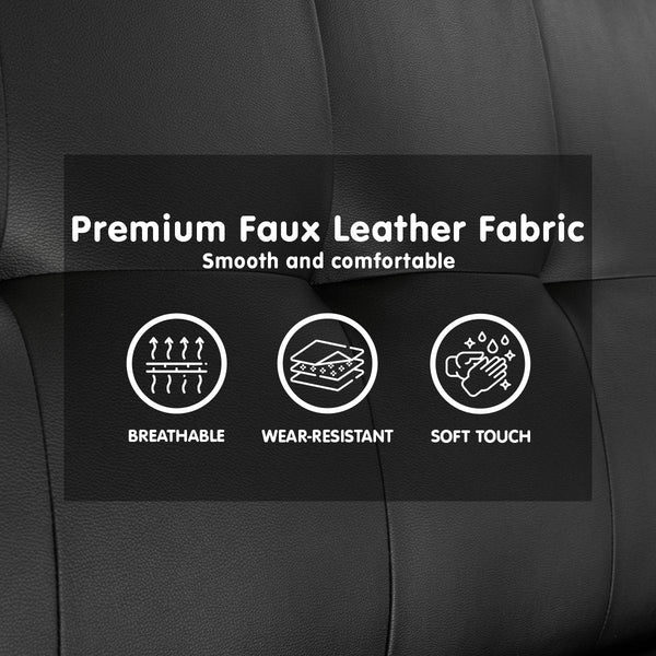 Sarantino Madison Faux Leather Sofa Bed Lounge Couch Futon Furniture Home Suite - Black Sarantino