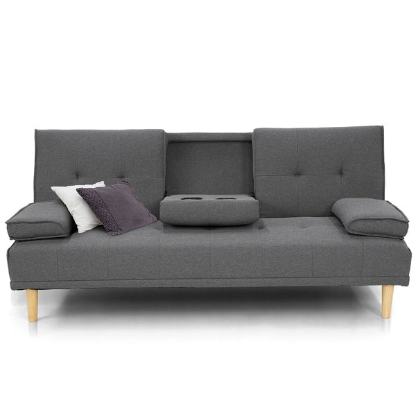 Sarantino Rochester Linen Fabric Sofa Bed Lounge Couch Futon Furniture Suite - Dark Grey Sarantino