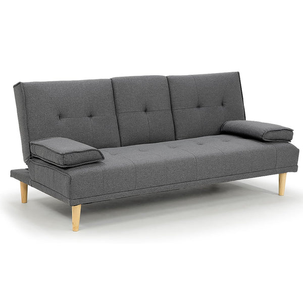 Sarantino Rochester Linen Fabric Sofa Bed Lounge Couch Futon Furniture Suite - Dark Grey Sarantino