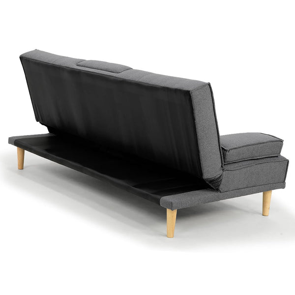 Sarantino Rochester Linen Fabric Sofa Bed Lounge Couch Futon Furniture Suite - Dark Grey Sarantino