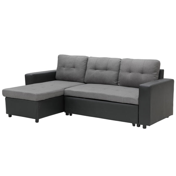 Sarantino Corner Sofa Linen Lounge Couch L-shaped Modular Furniture Home Chaise Grey Sarantino