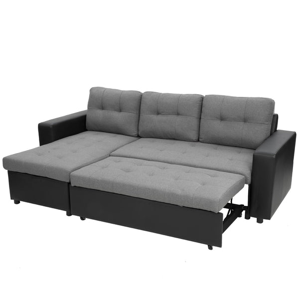 Sarantino Corner Sofa Linen Lounge Couch L-shaped Modular Furniture Home Chaise Grey Sarantino