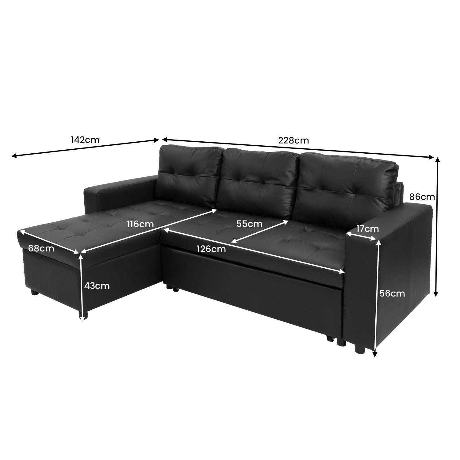 Sarantino Corner Sofa Linen Lounge Couch L-shaped Modular Furniture Home Chaise Grey Sarantino