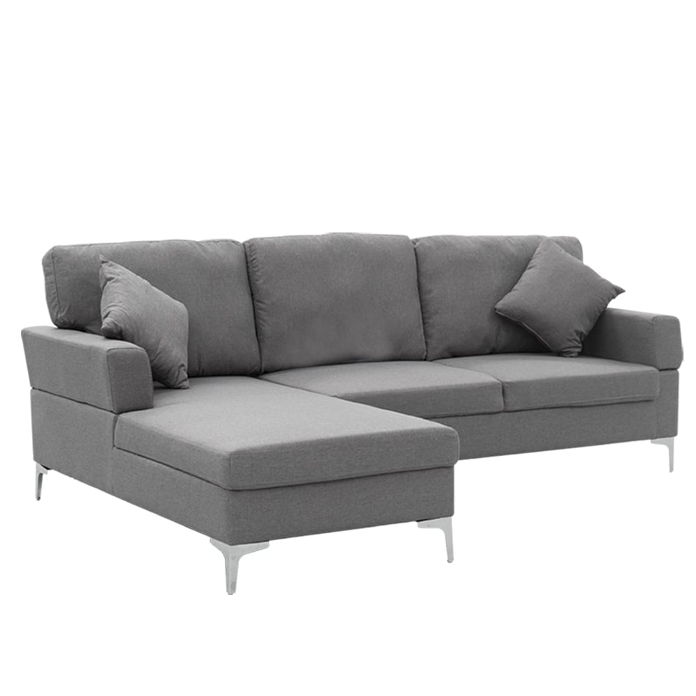 Sarantino Linen Corner Sofa Couch Lounge L-shape W/right Chaise Seat Dark Grey Sarantino