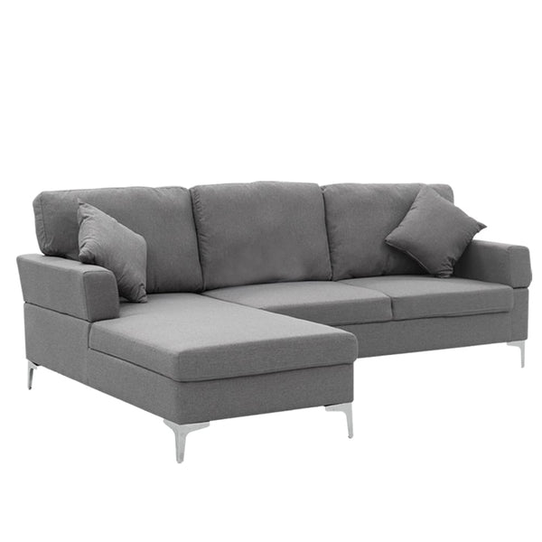 Sarantino Linen Corner Sofa Couch Lounge L-shape W/right Chaise Seat Dark Grey Sarantino