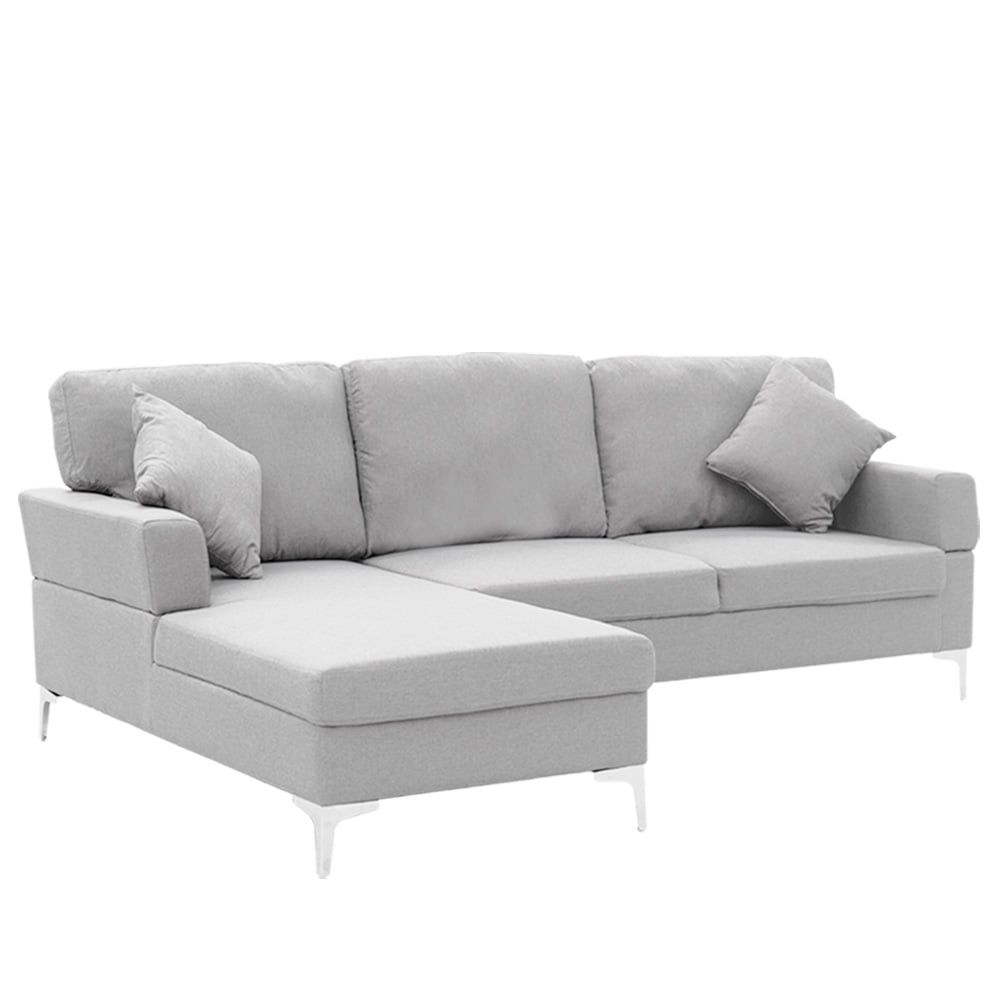 Sarantino Linen Corner Sofa Couch Lounge L-shape W/right Chaise Seat Light Grey Sarantino