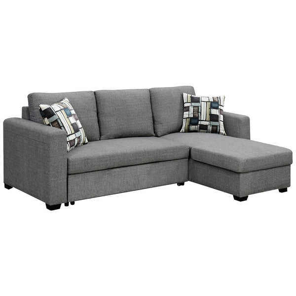 Sarantino Fontana Pullout Sofa Bed with Storage Chaise Lounge - Grey Sarantino