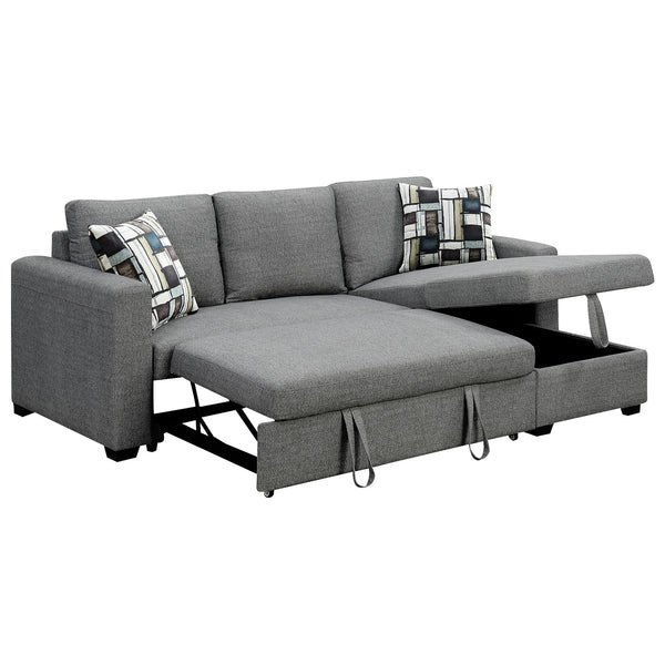 Sarantino Fontana Pullout Sofa Bed with Storage Chaise Lounge - Grey Sarantino