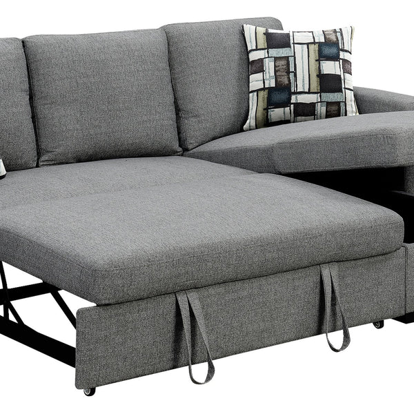 Sarantino Fontana Pullout Sofa Bed with Storage Chaise Lounge - Grey Sarantino