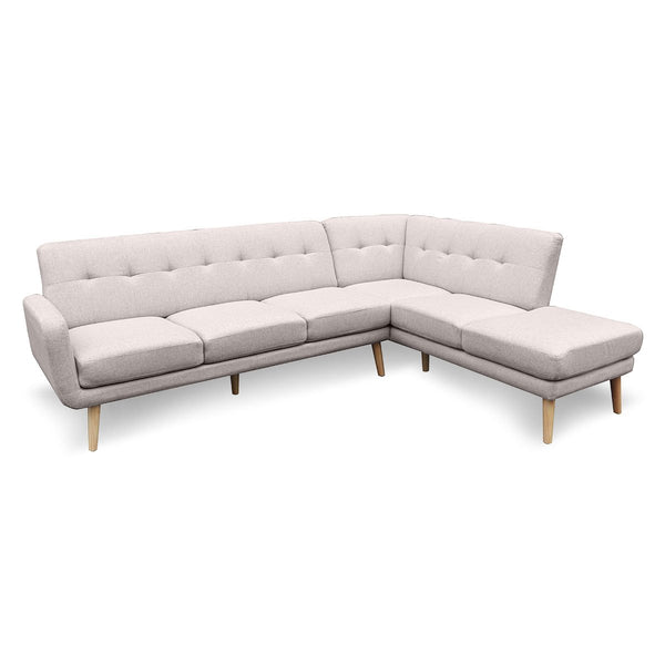 Sarantino Faux Linen Corner Sofa Lounge L-shaped Chaise Light Grey Sarantino