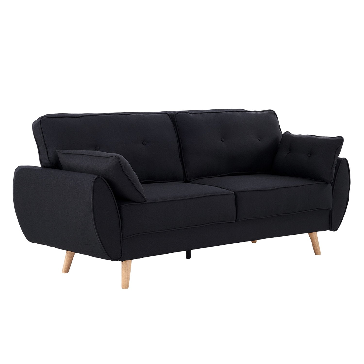 Sarantino 3 Seater Modular Linen Fabric Sofa Bed Couch Futon Suite - Black Sarantino