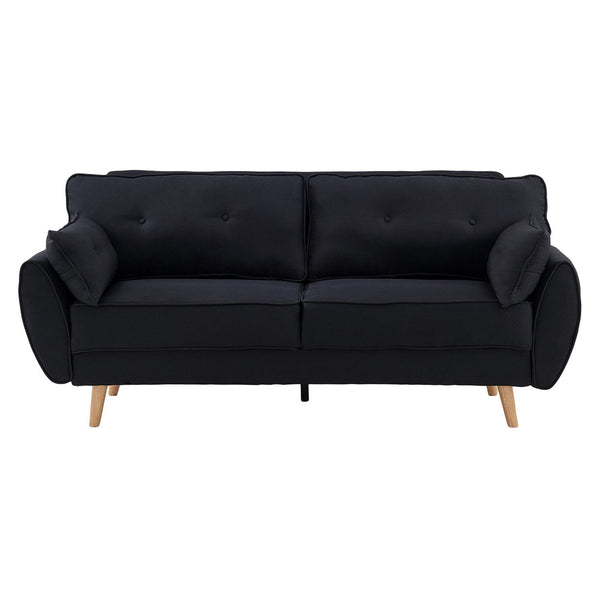 Sarantino 3 Seater Modular Linen Fabric Sofa Bed Couch Futon Suite - Black Sarantino