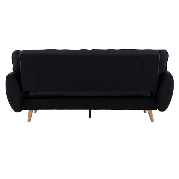 Sarantino 3 Seater Modular Linen Fabric Sofa Bed Couch Futon Suite - Black Sarantino