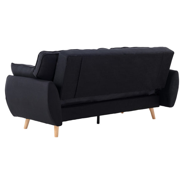 Sarantino 3 Seater Modular Linen Fabric Sofa Bed Couch Futon Suite - Black Sarantino