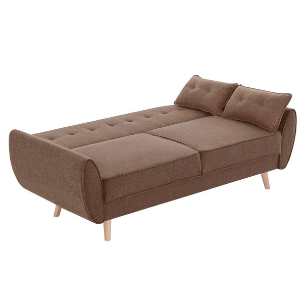 Sarantino 3 Seater Modular Linen Fabric Sofa Bed Couch Futon Suite - Brown Sarantino
