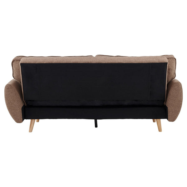 Sarantino 3 Seater Modular Linen Fabric Sofa Bed Couch Futon Suite - Brown Sarantino