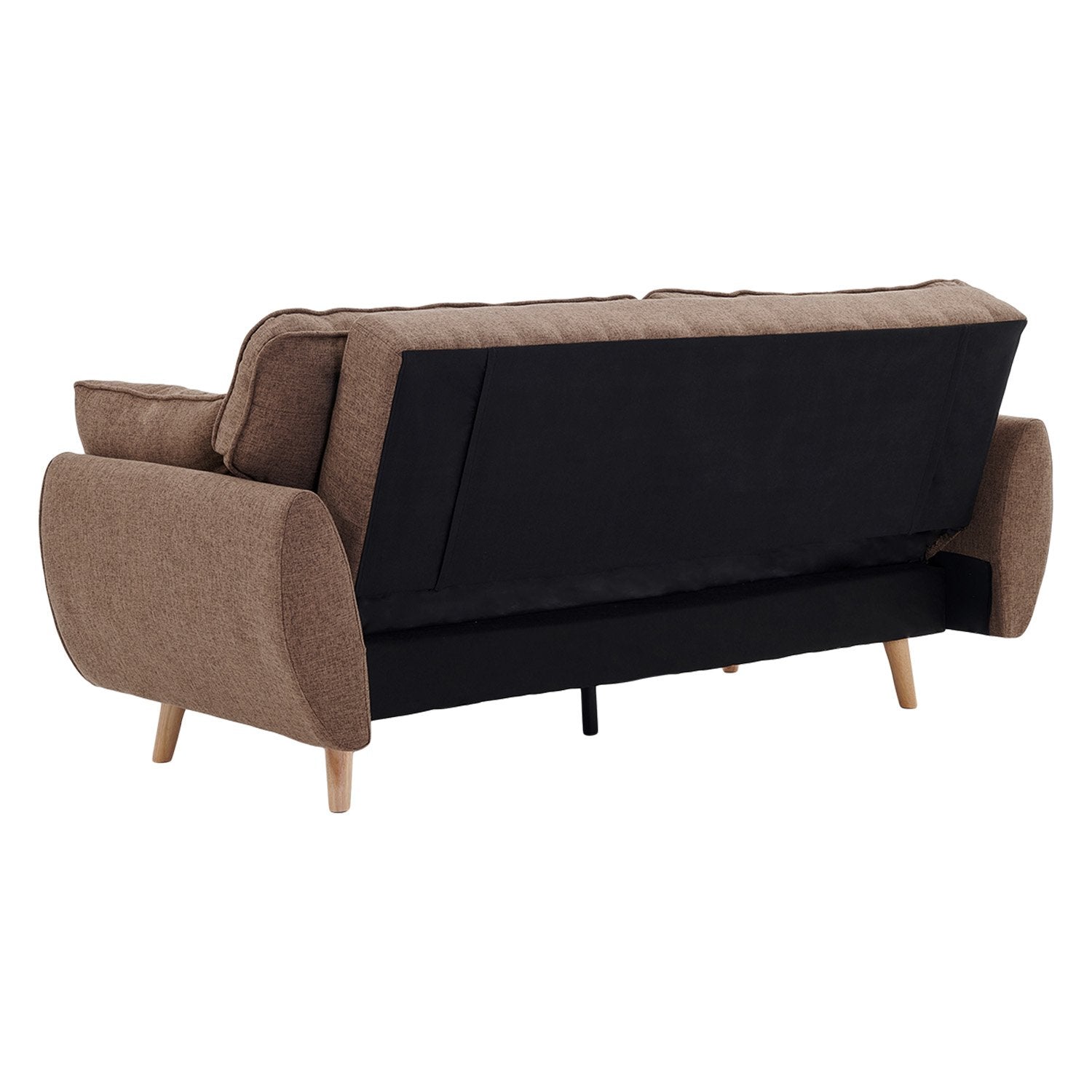 Sarantino 3 Seater Modular Linen Fabric Sofa Bed Couch Futon Suite - Brown Sarantino