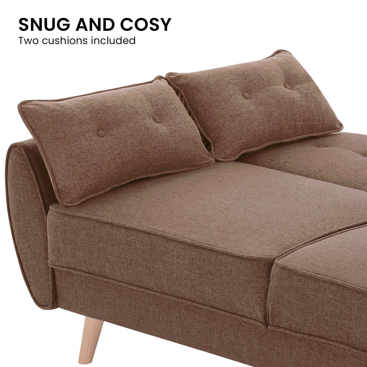 Sarantino 3 Seater Modular Linen Fabric Sofa Bed Couch Futon Suite - Brown Sarantino
