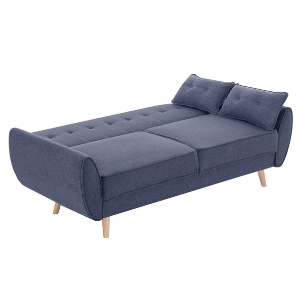 Sarantino 3 Seater Modular Linen Fabric Sofa Bed Couch Futon Suite - Dark Grey Sarantino