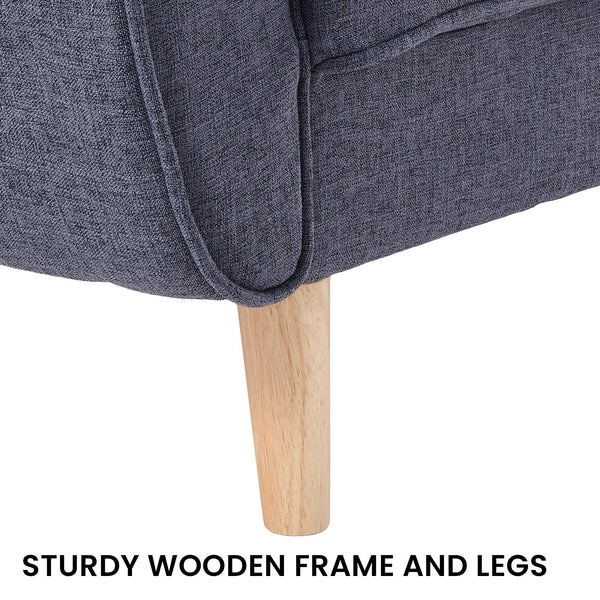 Sarantino 3 Seater Modular Linen Fabric Sofa Bed Couch Futon Suite - Dark Grey Sarantino