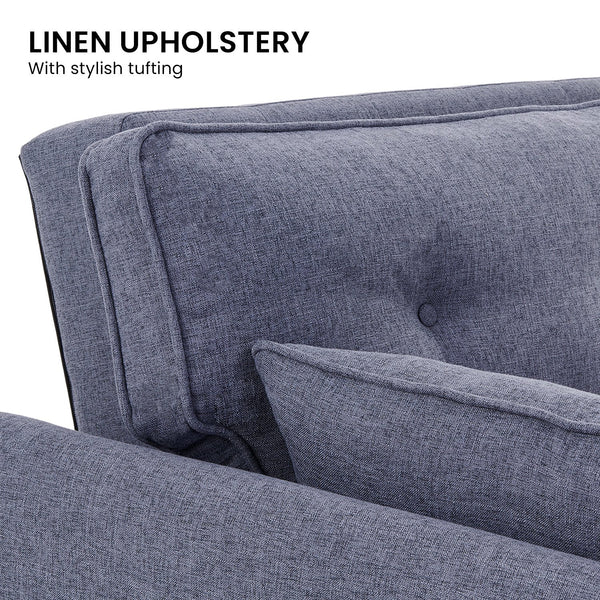 Sarantino 3 Seater Modular Linen Fabric Sofa Bed Couch Futon Suite - Dark Grey Sarantino