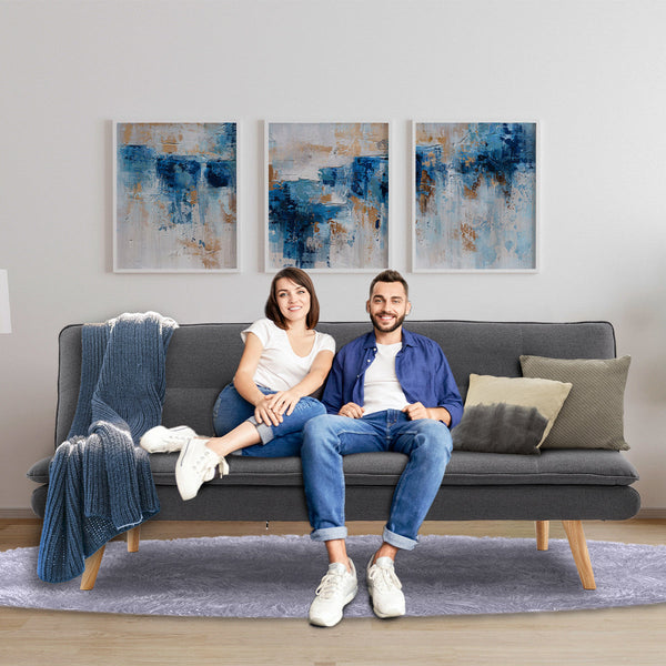 Sarantino 3 Seater Linen Sofa Bed Couch Lounge Futon - Dark Grey Sarantino