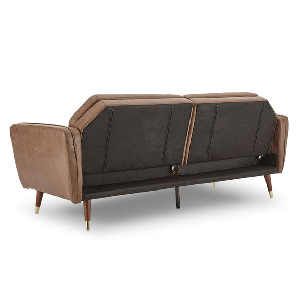 Sarantino Faux Velvet Tufted Sofa Bed Couch Futon - Brown Sarantino
