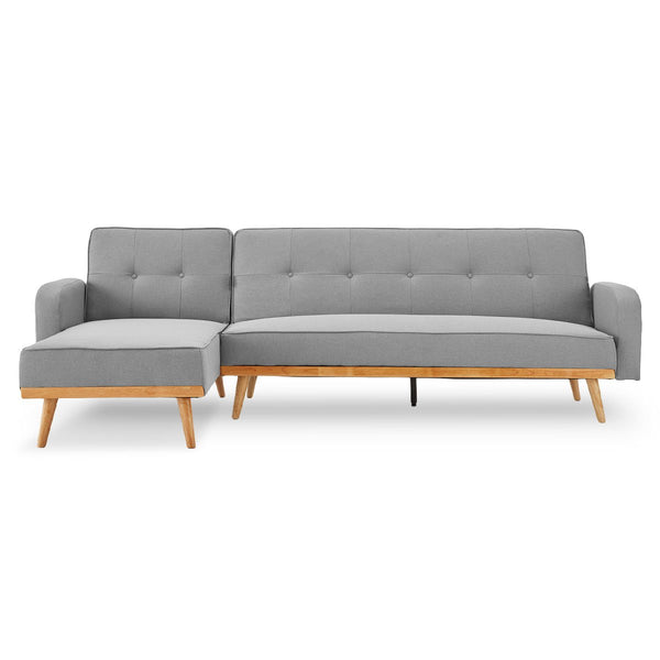 Sarantino 3-Seater Corner Sofa Bed with Chaise Lounge - Light Grey Sarantino